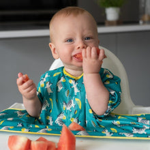 Load image into Gallery viewer, Tidy Tot Cover & Catch Bib (Short Sleeve) - Dancing Zebra