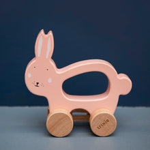 Load image into Gallery viewer, Trixie Wooden Pull-Along Toy - Mrs. Rabbit
