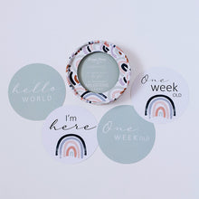 Load image into Gallery viewer, Snuggle Hunny Kids - Rainbow Baby &amp; Sage Reversible Milestone Cards
