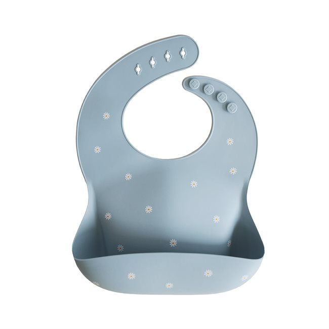 Mushie Silicone Bib, White Daisy