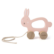 Load image into Gallery viewer, Trixie Wooden Pull-Along Toy - Mrs. Rabbit
