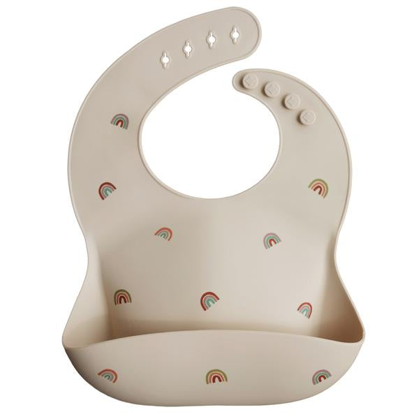 Mushie Silicone Bib, Rainbows