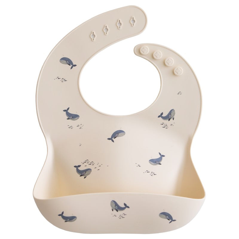 Mushie Silicone Bib, Whales