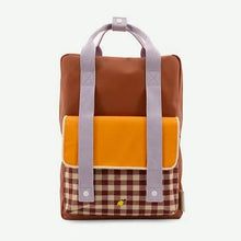 Load image into Gallery viewer, Sticky Lemon Backpack Large Gingham (Chocolate Sundae + Daisy Yellow + Mauve Lilac)
