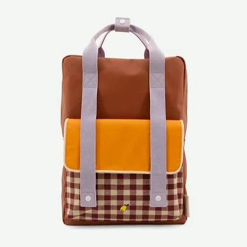 Sticky Lemon Backpack Large Gingham (Chocolate Sundae + Daisy Yellow + Mauve Lilac)