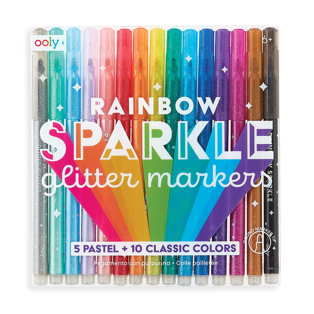 ooly Rainbow Sparkle Glitter Markers - Set of 15