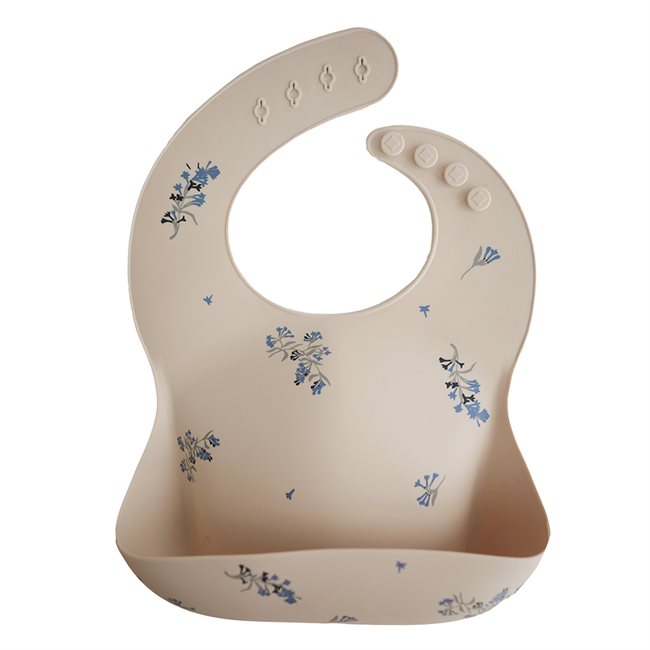 Mushie Silicone Bib, Lilac Flower